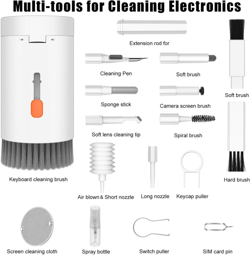 20 in 1 Multifunctional Cleaner Kit for Electronic Devices, Keyboard Cleaning Brush, Headphones Cleaner Kit for AirPods, Multi-tool for Cleaning Laptop, Keyboard, Earbuds, Camera, Cellphones