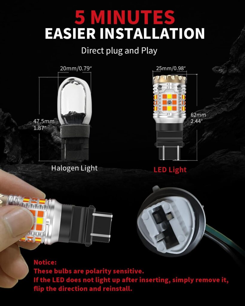 LASFIT 3157 LED Bulb Switchback 3057 4157 White Amber CANBUS Anti Hyper Flash LED Front Turn Signal Light Bulb Only for Standard Socket for 2004-2014 F-150 2008-2012 Escape(Pack of 2)