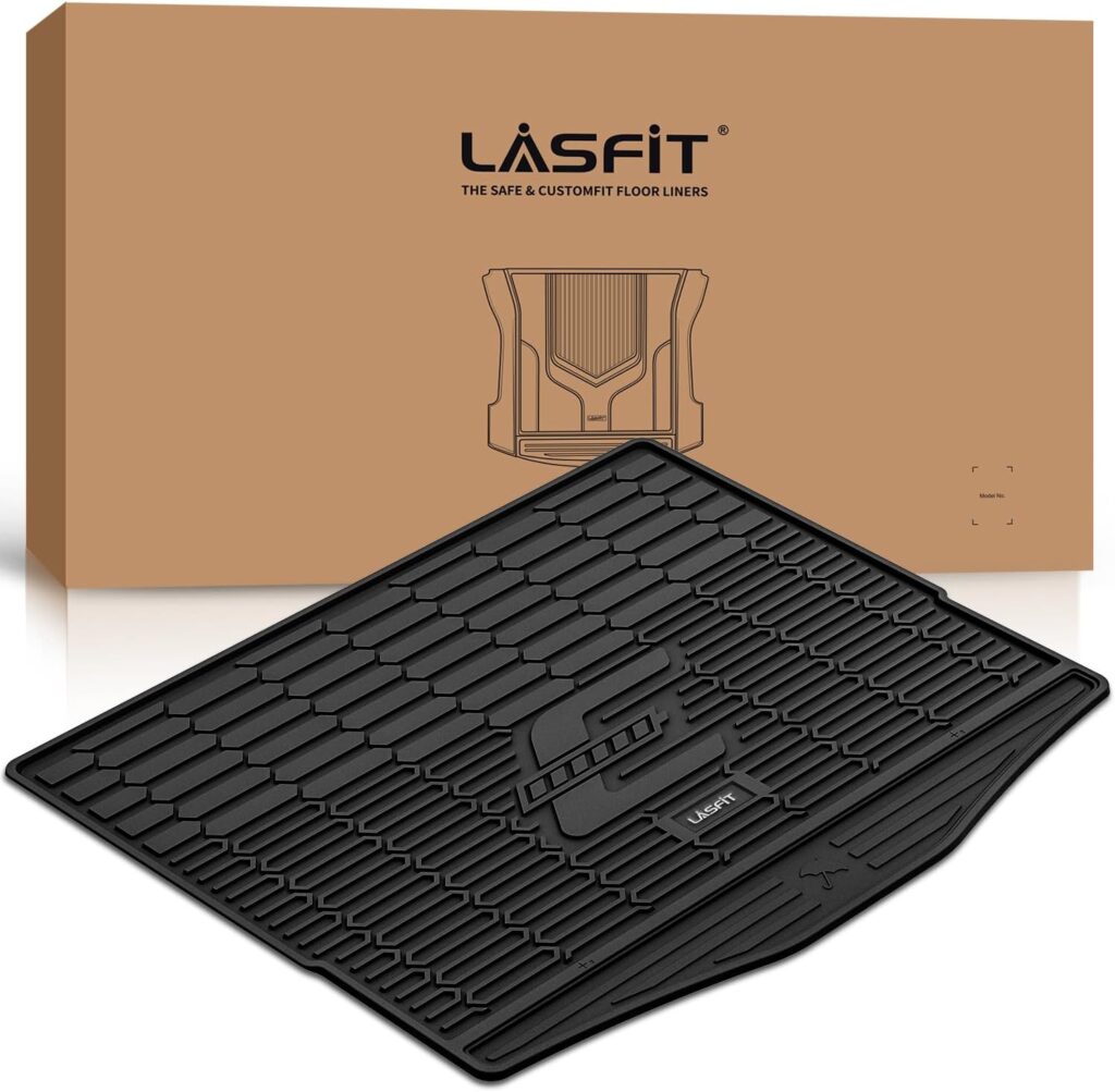 LASFIT Floor Mats Fit for Ford F-150 2015-2024/ F150 Lightning 22-24 SuperCrew Cab (Rear w/o Fold Flat Storage), All Weather TPE Truck Liners,1st  2nd Row, Black