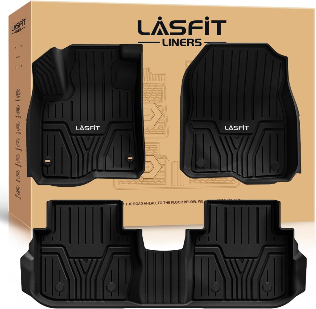 LASFIT Floor Mats Fit for Honda CR-V/CRV Hybrid Models 2023 2024 2025, All Weather TPE Car Liners, 1st  2nd Row Set