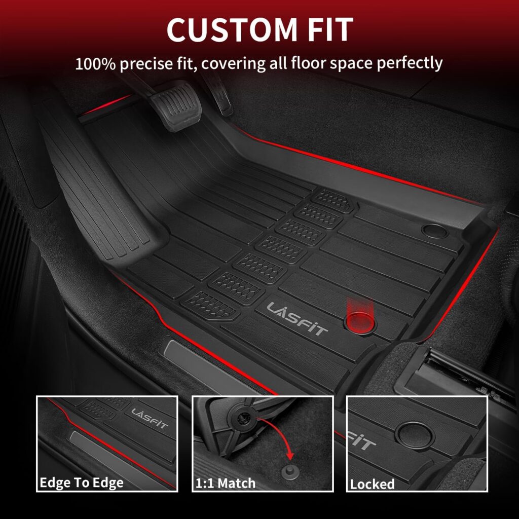 LASFIT Floor Mats Fit for Jeep Grand Cherokee L 2021-2024 (ONLY for 6-Passenger without Center Console) All Weather Custom Fit Car Floor Liners