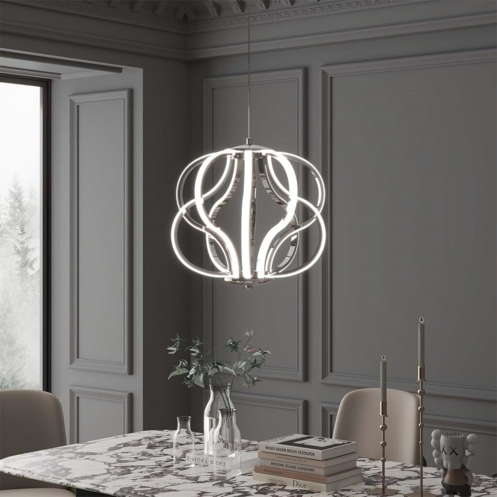 Modern LED Chandelier Black Hanging Pendant Lights, Easy Install Suitable for Dining Room Living Room Bedroom Kitchen and Corridor (10 Light, Black)