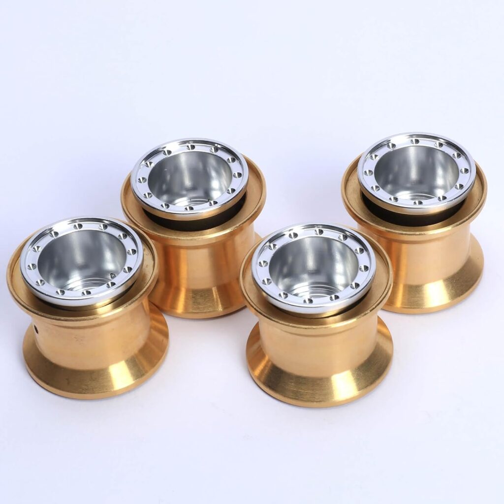 RCAWD 4Pcs Unique Design 1.0 Plus Brass Beadlock Wheel Rims for 1/18 1/24 RC Crawler TRX4M AXI24 SCX24 FCX24,48/pcs (Silver)