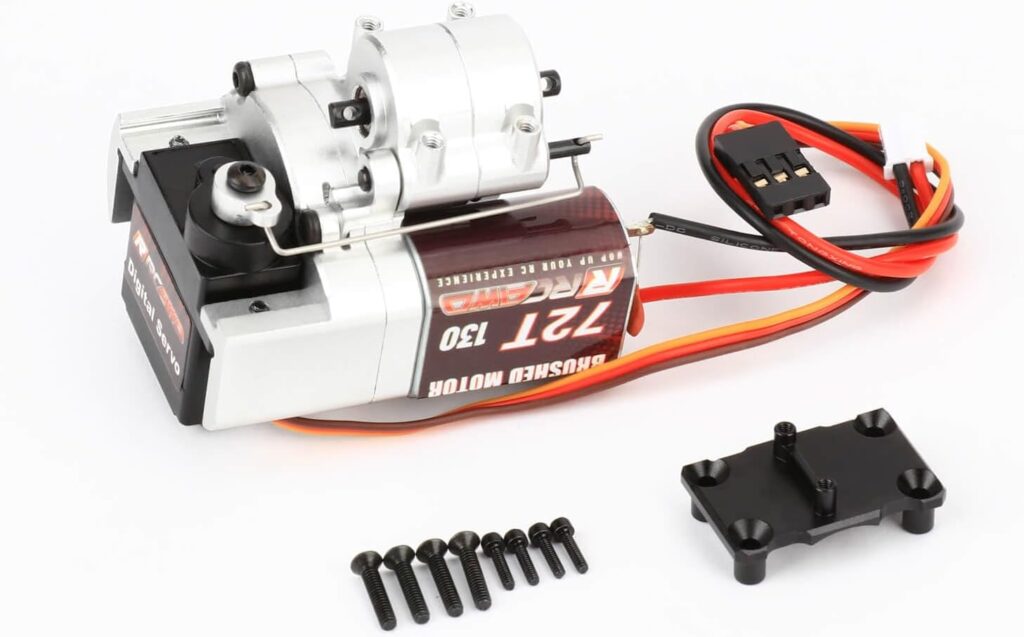 RCAWD Alum SCX24 Two 2 Speed Transmission 72T 130 Motor Set for Axial 1/24 SCX24 AX24 Series Upgrades Part Silver