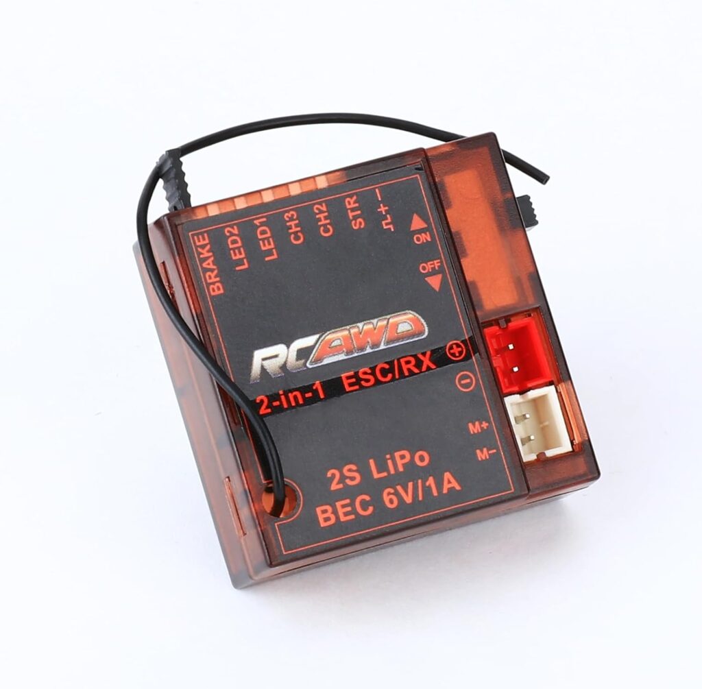 RCAWD SCX24 ESC Electric Speed Controller RX (Forward Reverse) Receiver AXI31620 for Axial 1/24 SCX24 AX-4 Transmitter