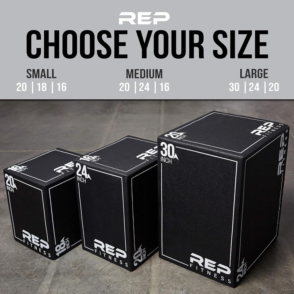 REP FITNESS 3-in-1 Soft Plyo Box – Safe for Shins - Non-Slip Multi-Use Plyometric Box for Jumping, Conditioning, and Strength Training – Choose from 3 Different Sizes