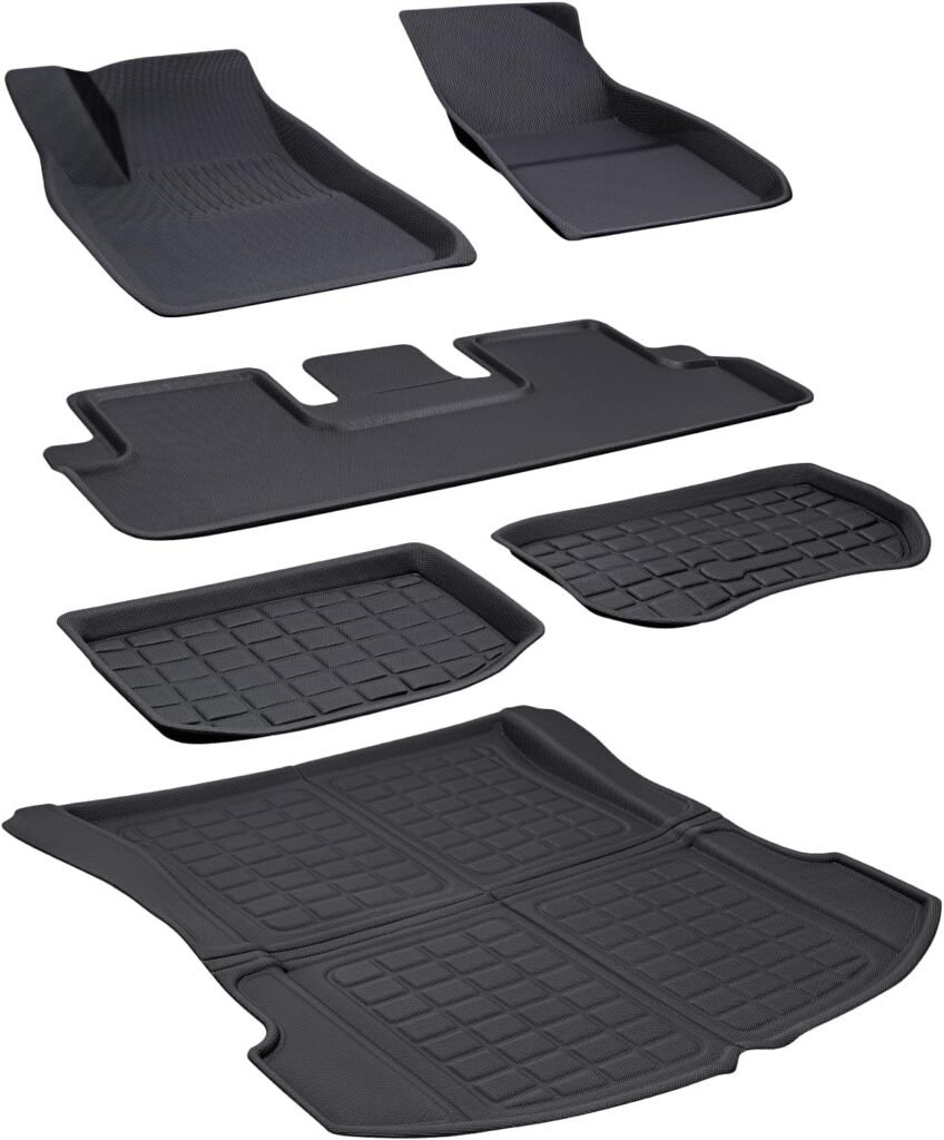 TAPTES 6 PCS for Tesla Model 3 Floor Mats 2023 2022 2021, Full Set Premium Floor Lines for Model 3 All Weather Cargo Liners Front Rear Trunk Mat,Custom Fit for Model 3 Interior Accessories 2021-2023