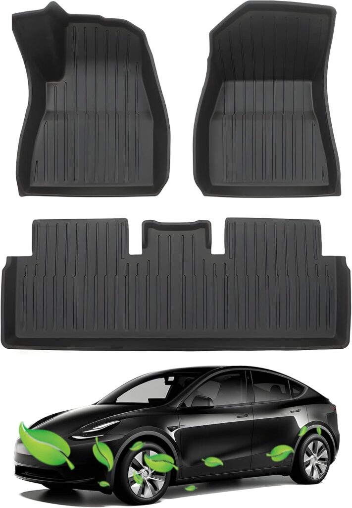 Tesla Model 3 Floor Mats 2023 2022 2021, 6PCS All Weather Complete Set Floor Mats, Cargo Liners Rear Trunk Frunk Rear Storage Mats Accessories